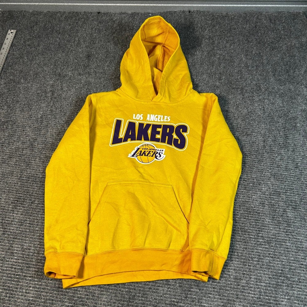 NBA Los Angeles Lakers Hoodie Youth M 10/12 Yellow Excellent Pullover Graphic